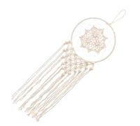 BIUDECO Beige Dream Catcher Macrame Ornaments Hanging Decor Bohemian Style Cotton Rope Hand-woven Romantic Simplicity Decorations for Bedroom