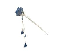 BIUDECO Blue Rose Rhinestone Hair Stick Tassel Hairpin Elegant Ancient Style Hair Accessories for Women Charming Headdress