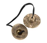 BIUDECO Brass Tingsha Cymbals Pair Eight Auspicious Symbols, Tibetan Meditation Bells for Mindfulness and Relaxation, Hand Percussion Instrument for Spiritual Practice Random Style