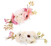 BIUDECO Bridal Party Hair Combs 2pcs, Lightweight Metal and Cloth, Romantic Floral Style Hair Accessories for Weddings and Casual Parties