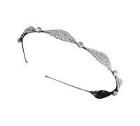 BIUDECO Bridal Tiara Headband Rhinestone Leaves, White Alloy Handmade Crown Hair Accessory for Wedding Bride, Delicate Sparkle Headdress Suitable for Bridal Hair Styling