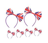 BIUDECO British Flag Hair Accessories 6pcs Union Jack Hair Bow Headbands Football Fan Hairbands for Uk Sports Events Party Headwear