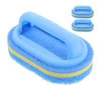 BIUDECO Brushes Sponge Scrubbers Blue 3pcs Cleaning Sponge with Handle Lightweight and Easy to Use Multi-use for Kitchen Countertops and Bathroom for Tile , Bathtub , and Ceramic Surfaces
