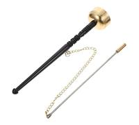 BIUDECO Buddhism Musical Instrument Yin Qing with Wooden Handle and Copper Silver Craftsmanship, Fine Polished Temple Supply for Meditation and Ritual Use