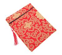 BIUDECO Buddhist Zen Book Wrap Cloth Organizer Red Fabric Envelope Bag with Handle for Scriptures Bible Carrier Portable Storage Pouch