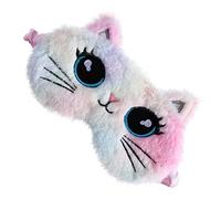 BIUDECO Cartoon Plush Eye Mask Adorable Cat Design Lightweight Breathable Sleeping Blindfold for Improved Sleep Ergonomic Naptime