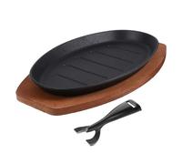 BIUDECO Cast Iron Steak Plate Nonstick Teppanyaki Pan for Indoor Grilling Beef Vegetables Seafood with Even Heat Distribution for Western BBQ Sizzling Fajita Cooking