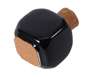 BIUDECO Ceramic Manicure Liquid Bottle Stylish Black Ceramic Bottle with Wooden Cork Cap , Lightweight and Convenient Medicine Cup for Nail Art for Pocket Or Purse Carry