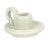 BIUDECO Ceramic Mug Shaped Candlestick Holder with Wide Base for Stable Candlelight Decor Elegant Tabletop Decoration for Weddings Christmas Home Restaurant Office Ambiance