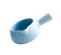 BIUDECO Ceramics Milk Pan and Soup Pot 700ml Blue Mini Saucepan Single Handle Baby Food Warmer Home Cooking Pot