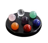 BIUDECO Chakra Gemstone Sphere Set with Black Obsidian Hexagram Stand Natural Healing Crystals Beads for Stress Relief Wealth and Feng Shui Home Decor Random Color
