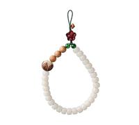 BIUDECO Chinese Style Mobile Phone Strap and Wrist Rope for Cellphone Anti-lost Use, Short Lotus White Jade Bodhi Bead Hanging Lanyard for Smartphones