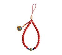 BIUDECO Chinese Style Phone Strap for Key Ring and Camera with Detachable Ball Shaped Design in Red Plastic, Easy to Install and Remove, for Bag and Luggage Accessories