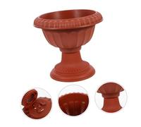 BIUDECO Classic Roman Plastic Urn Planter in Brick Red - Outdoor Pedestal Flower Pot for Garden, Front Porch, Wedding Decoration, Sturdy Plastic Plant Urn for Home and Patio