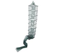 BIUDECO Collapsible Nylon Fishing Cage Net 2.4M 11-Section 8-Hole Multi-Layer Mesh with Iron Anchor Bolt for Crayfish Shrimp Crab Fishing Equipment and Portable Fish Keeping