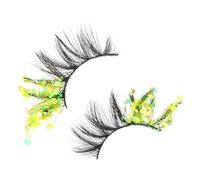 BIUDECO Colorful Luminous False Eyelashes 2pcs Glow in Dark Cosplay Lash Extensions Decorative Sparkling Fake Lashes for Party and Performance