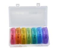 BIUDECO Compartment Weekly Pill Organizer Box Portable Round Medicine Storage Container with Rainbow Color Food-Grade Wheat Fiber Compact Travel Tablet Dispenser for Vitamins and