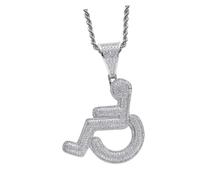 BIUDECO Creative Personality Pendant Necklace for Wheelchair Users with Full Cubic Zirconia Hip Hop Style Accessory for Men and Women Silver Tone Jewelry for Casual and Costume Wear