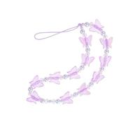 BIUDECO Crystal Butterfly Phone Chain Decorative Phone Lanyard Pearl Pendant for Girls Lightweight and Stylish Accessory for Everyday Use