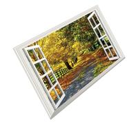 BIUDECO Decorative PVC Fake Window Wall Sticker with Forest View, Creative 3D Window Shape, Easy to Match, for Bedrooms and Shopping Centres