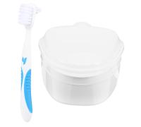 BIUDECO Denture Storage Case with Brush and Soaking Container Denture Bath Box with Strainer for Easy Cleaning Dust Resistant Holder Preventing and Gift Giving Random Color
