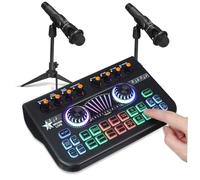 BIUDECO Dj Equipment Podcast Microphone Bundle Soundboard Podcast Production Studio Equipment Sound Effects Machine Microphone Recording Studio Kit Sound Card for Live Streaming Black