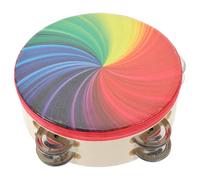 BIUDECO Double Row Rainbow Tambourine Handheld Percussion Instrument for Music Education Jingle Bell Drum for Parties Concerts and Musical Development