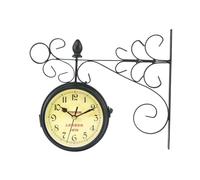 BIUDECO Double Sided Retro Ironwork Wall Clock Decorative Silent Non Ticking Hanging Clock for Living Room Kitchen Bar Cafe Office Garden Decor Vintage Household Timepiece