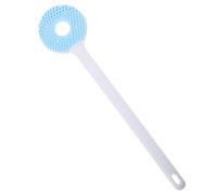 BIUDECO Dual Purpose Silicone Exfoliating Bath Brush with Long Handle Soft Bristles Body Scrubber and Back Massager for Shower Gentle Deep Cleansing for All Skin Types Blue
