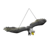 BIUDECO Eagle Model Decoration Realistic Pvc Eagle Sculpture 10 Inch Dark Grey Bird Figurine Home Office Desk Ornament with Owl Lucky Charm