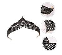 BIUDECO Elegant Retro Black Rhinestone Tiara Crown Bridal Hair Accessories for Women Bridesmaids Wedding Party Glittering Headwear