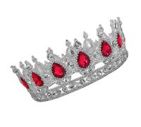 BIUDECO Elegant Silver Red Bridal Flower Crowns Headdress Baroque Diamond Tiaras for Wedding Dress Fashion Headwear