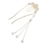 BIUDECO Elegant U Shaped Pearl Hair Fork Pin with Comb Lightweight Asian Bridal Hair Accessory for Weddings and Parties Secure U Shape Design for Stable Hold and Sophisticated Style