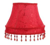 BIUDECO European Vintage Red Fabric Lampshade with Beaded Tassels, Large 25cm Bottom Diameter Cloth Cover for E27 Table and Floor Lamps, Retro Style Light Accessory for Home Decor