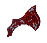 BIUDECO Flower and Bird Pattern Wing Shaped Pick Guard Sticker for Acoustic Guitar Self-adhesive Guitar Pickguard Dark Red Decorative Accessory Protects from Scratches Random Style