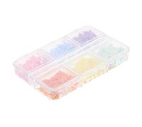 BIUDECO Flower Nail Charms with Pearls 3d Floral Nail Decor 6-compartment Acrylic Case and Diy