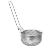 BIUDECO Foldable Stainless Steel Skimmer Spoon with Hook Oil Filter Basket for Noodles Hot Pot and Frying Multipurpose Kitchen Strainer for Home Cooking and Convenient Hanging Storage