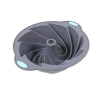 BIUDECO Food Grade Silicone Spiral Savarin Cake Mold with Frame Non-Stick Baking Pan for Chiffon Cakes and Desserts Easy to Clean and Reusable Light Grey