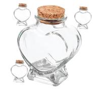 BIUDECO Glass Bottles 4pcs Heart-shaped with Cork Stoppers 50ml Each Miniature Jars and Small Object Storage for DIY Crafts for Art Use