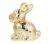 BIUDECO Glass Gold Disco Rabbit Figurine, Reflective Bunny Sculpture Tabletop Decoration for Party Centerpiece, Easter and Wedding Home Decor Ornament