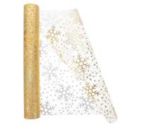 BIUDECO Gold Snowflake Table Runner 28Cm X 5Y Metallic Foil Organza Party Table Decoration for Christmas Holiday and Wedding Seasonal Celebrations