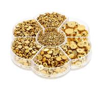 BIUDECO Golden Half Pearls for Nails 1 Box 3100 Pieces Plastic Safe and Odourless Semi-circle DIY Crafts and Clothes Accessories