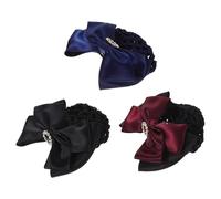 BIUDECO Hair Snood Net Mesh Hair Bun Covers 3Pcs Elastic Bowknot Clips for Nurses Work Ballet in Burgundy Blue Black