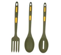 BIUDECO Heat Resistant Silicone Pasta Fork and Slotted Spoon Set Cooking Utensils with Smooth Edges and Comfortable for Family Restaurant and Hot Pot Use