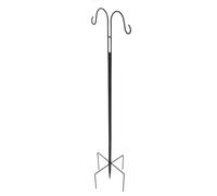 BIUDECO Heavy Duty Shepherds Hook Double Hooks Iron Metal Weather-Resistant Detachable Design Black Minimalist Elegant Outdoor Plant Holder for Garden Courtyard
