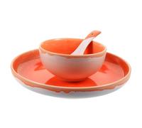 BIUDECO Household Ceramic Dinnerware Set for One Person Kiln Altered Glaze Tableware Kit Heat and Cold Resistant Sturdy High Grade Porcelain Bowl and Plate for Daily Use