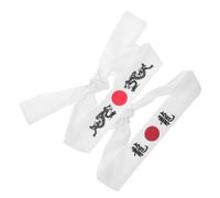 BIUDECO Japanese Style Headbands 2pcs White Samurai and Dragon Print Chef Head Wraps for Cooking Kitchen Use Sushi Chef Hair Accessories