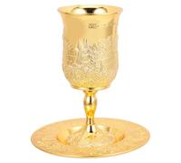 BIUDECO Judaica Shabbos Wine Cup Set with Saucer for Passover Home