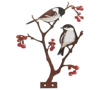 BIUDECO Large Outdoor Metal Bird Sculpture Garden Wall Art, Birds on Branch Tree Decor Stake, Creative Metal Ornament for Garden and Patio