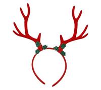 BIUDECO Large Red Velvet Reindeer Antlers Headband with Realistic Plush Deer Ears for Christmas Party Halloween Costume Accessory